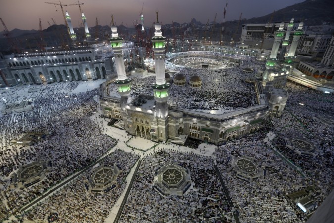 Muslim pilgrims pray around the holy Kaaba at the Grand Mosque in Mecca during Hajj pilgrimage