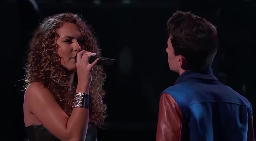 Alessandra Castronovo and Joe Kirk perform on "The Voice" Season 7.