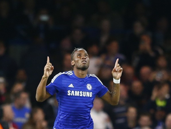 Didier Drogba celebrates after scoring against Maribor in the Champions League Didier Drogba Chelsea