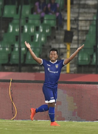 Jeje Lalpekhlua celebrates his goal Jeje Lalpekhlua Chennaiyin