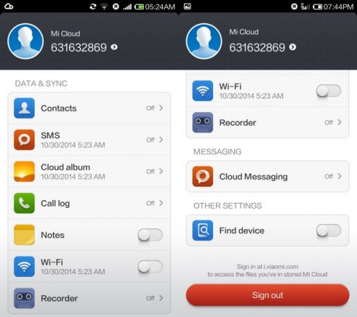 Xiaomi Redmi 1S -MI Cloud Xiaomi Redmi 1s -MI Cloud