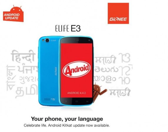 Android 4.4 KitKat Released Gionee Elife E3 in India; Brings 9 Regional Dialects Support and More Android 4.4 KitKat Released Gionee Elife E3 in India; Brings 9 Regional Dialects Support and More