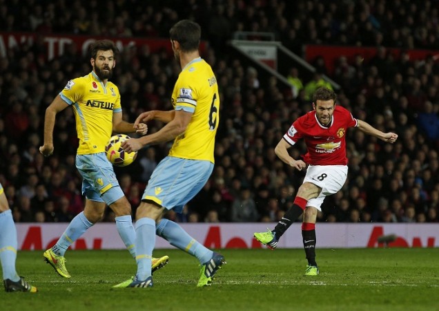 Manchester United playmaker Juan Mata strikes the winner against Crystal Palace in their English Premier League game Crystal Palace Juan Mata Manchester United