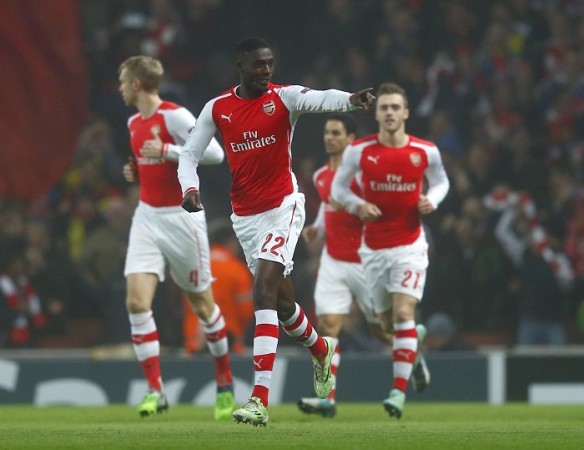 Yaya Sanogo scored his first ever Arsenal goal in the Champions League game against Borussia Dortmund Yaya Sanogo Arsenal