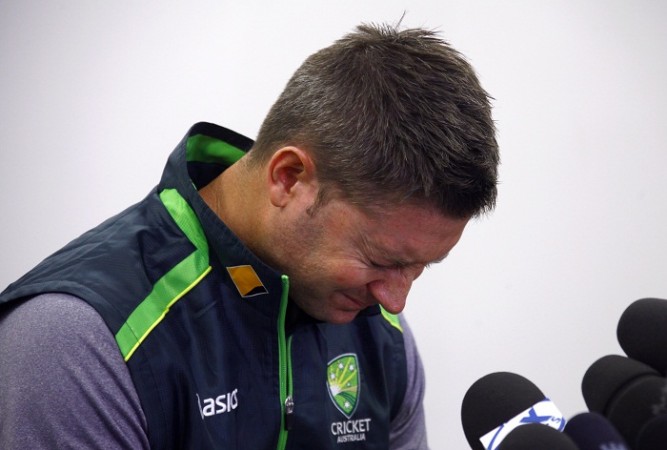 Michael Clarke cannot hold back his tears as he addresses the media while paying tribute to Phil Hughes Michael Clarke Phil Hughes