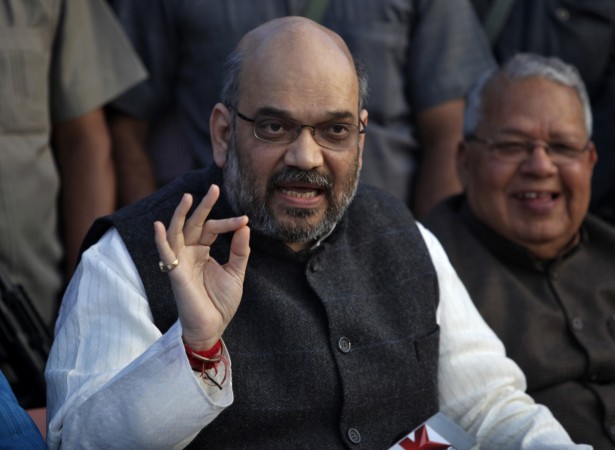 Amit Shah speaking during a news conference earlier this year. Amit Shah