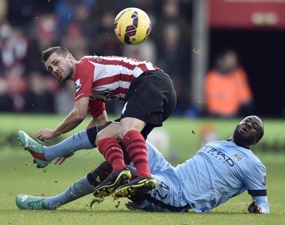 Morgan Schneiderlin and Yaya Toure battle for the ball in their English Premier League game Morgan Schneiderlin Southampton Yaya Toure Manchester City