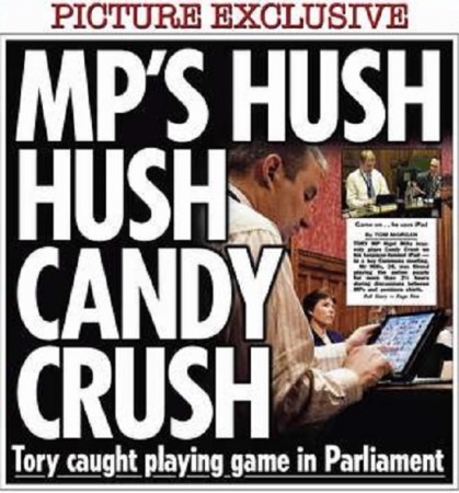 The Sun published images of a British MP playing Candy Crush Saga for over two and half hours during an important meeting.