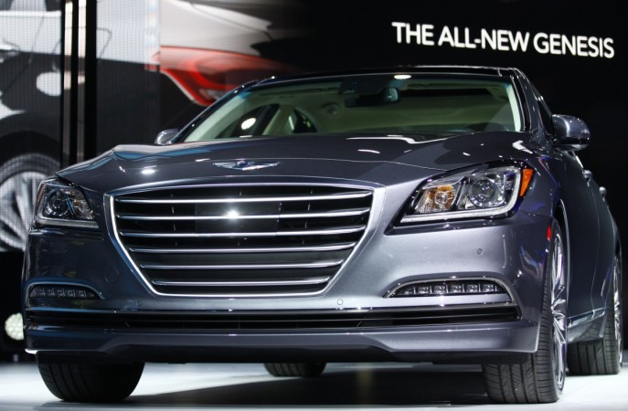 The new Hyundai Genesis is displayed during the press preview day of the North American International Auto Show in Detroit, Michigan