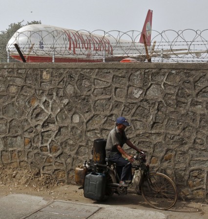 A grounded Kingfisher Airline jet in Mumbai