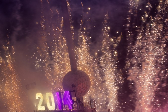 Fireworks explode past the Times Square Ball after it dropped to signal the start of the new year in Times Square, Midtown, New York January 1, last year. Fireworks explode past the Times Square Ball after it dropped to signal the start of the new year in Times Square, Midtown, New York January 1, 2014.