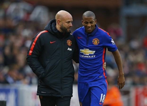 Ashley Young was forced off for Manchester United in the game against Stoke City with a hamstring injury Ashley Young Manchester United