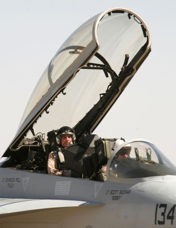 Ratan Tata in the cockpit of a F-16 aircraft