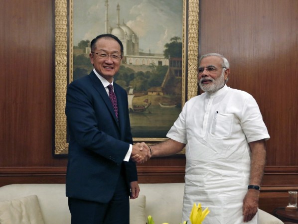 World Bank President Jim Young Kim (L) and India's Prime Minister Narendra Modi shake hands before their meeting in New Delhi World Bank President Jim Young Kim and India's Prime Minister Narendra Modi