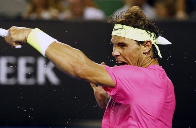 Rafael Nadal rips a forehand during his second round match against Tim Smyczek Rafael Nadal Australian Open 2015