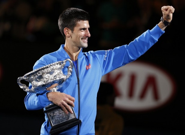 Novak Djokovic with the Australian Open trophy Novak Djokovic Australian Open 2015