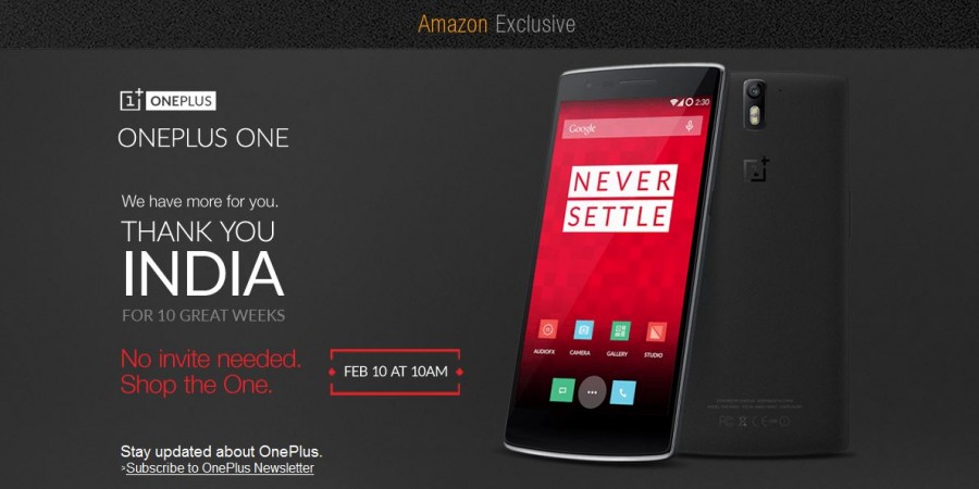 Top Smartphone Deal Alert: OnePlus One to go on Sale on Amazon India on 10 February; No Invites Required Top Smartphone Deal Alert: OnePlus One to go on Sale on Amazon India on 10 February; No Invites Required