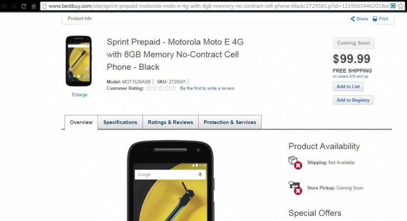 Motorola Moto E (Gen 2) Gets Listed on American E-Commerce Site; Price, Key Specifications Revealed Motorola Moto E (Gen 2) Gets Listed on American E-Commerce Site; Price, Key Specifications Revealed