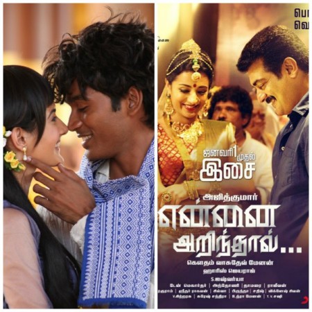 A collage of 'Yennai Arindhaal-'Anegan'. 'Anegan' First Weekend (3 Days) Box Office Collection