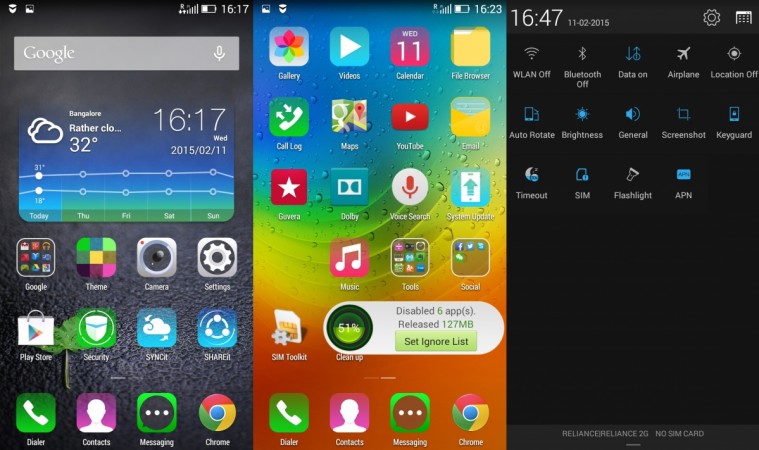 Lenovo A6000 Interface Lenovo A6000 Interface