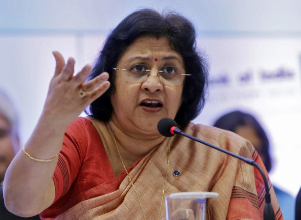 State Bank of India (SBI) chairwoman Arundhati Bhattacharya speaks during a news conference in Mumbai, February 13, 2015. SBI, the nation's top lender by assets, reported on Friday a small increase in bad loans in its fiscal third quarter that was not as much as feared, sending its shares up as much as 6.8 percent. State Bank of India (SBI) chairwoman Arundhati Bhattacharya