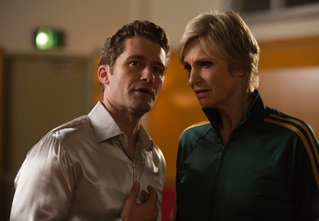 Matthew Morrison as Will Schuester and Jane Lynch as Sue Sylvester in Glee