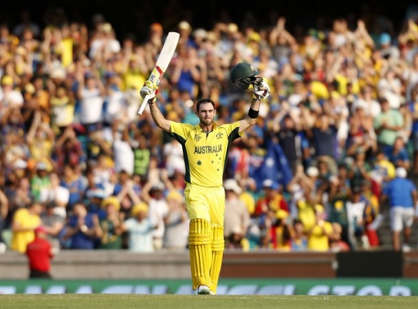 Glenn Maxwell cannot hide his delight after completing a maiden ODI century in the ICC Cricket World Cup 2015 match against Sri Lanka Glenn Maxwell Australia ICC Cricket World Cup 2015