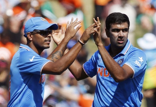 India off-spinner R Ashwin (R) bowled a brilliant spell to put the brakes on Ireland in their ICC Cricket World Cup 2015 match India R Ashwin Umesh Yadav ICC Cricket World Cup 2015