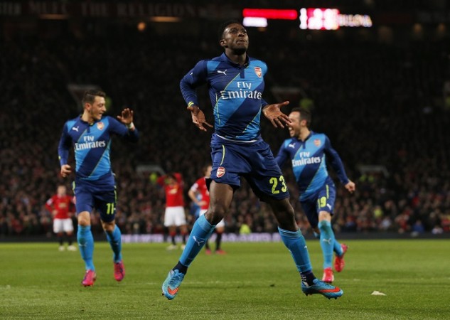 Arsenal's Danny Welbeck celebrates scoring the winner during his side's clash in the quarter-final of the FA Cup Arsenal
