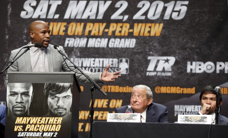 Floyd Mayweather during the news conference, ahead of his 2 May bout against Manny Pacquiao Floyd Mayweather