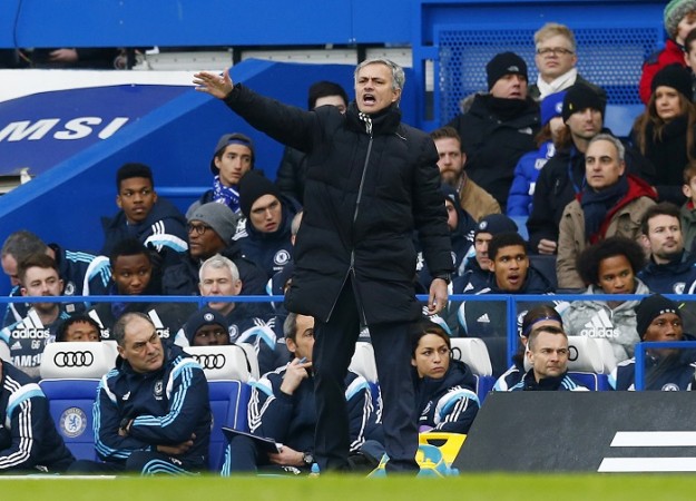 Mourinho shouts instructions to his players during Chelsea's clash against Southampton at Stamford Bridge on Sunday Jose Mourinho