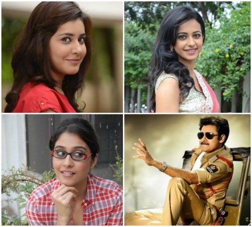 Raashi Khanna, Rakul Preet Singh, Regina Cassandra and Pawan Kalyan Raashi Khanna, Rakul Preet Singh, Regina Cassandra and Pawan Kalyan