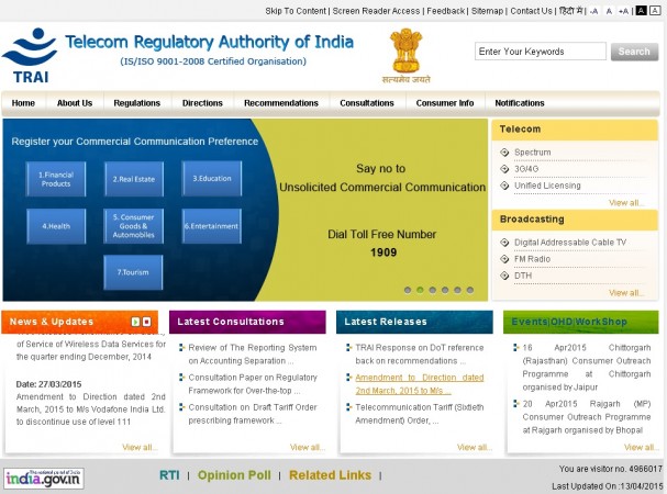 The TRAI Website The TRAI Website
