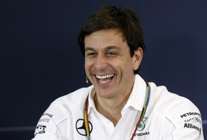 Mercedes Formula One Executive Director (Business) Toto Wolff smiles during a press conference Toto Wolff