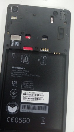 Lenovo A7000 Battery Panel and SIM Slots Lenovo A7000 Battery