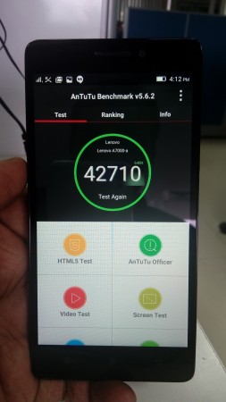 Antutu score on Lenovo A7000 Antutu score on Lenovo A7000
