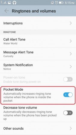 Pocket Mode on Lenovo Vibe UI Pocket Mode on Lenovo Vibe UI