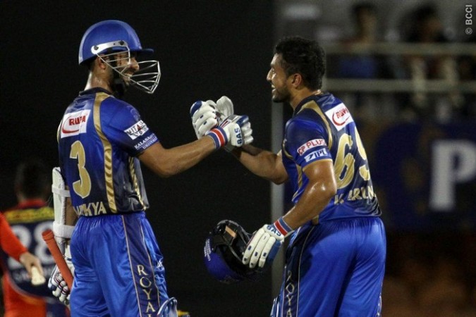 Ajinkya Rahane and Karun Nair put on a big partnership for the Rajasthan Royals in their last game against the Delhi Daredevils Ajinkya Rahane Karun Nair Rajasthan Royals