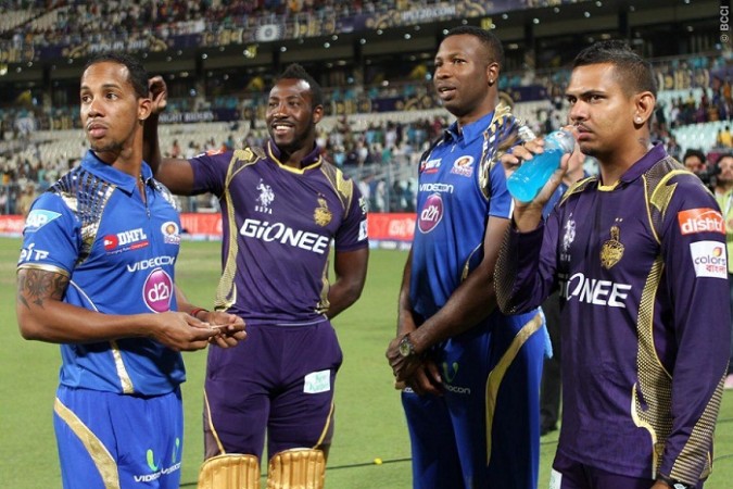 The West Indians from both sides will have a big say on the result Mumbai Indians KKR Lendl Simmons Andre Russell Kieron Pollard Sunil Narine