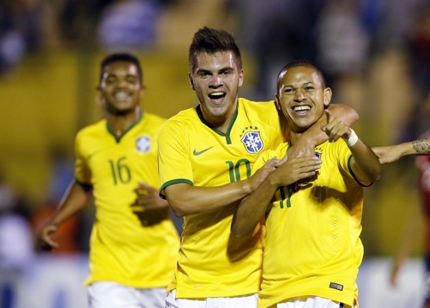 Nathan (centre) is being tipped to be the next big thing in South American football Nathan