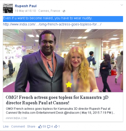 Rupesh paul had shared the news article on his Facebook page Rupesh paul had shared the news article on his Facebook page