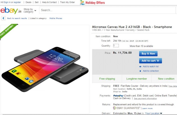 Micromax Canvas Hue 2 Launched in India; Price, Specifications Micromax Canvas Hue 2 Launched in India; Price, Specifications