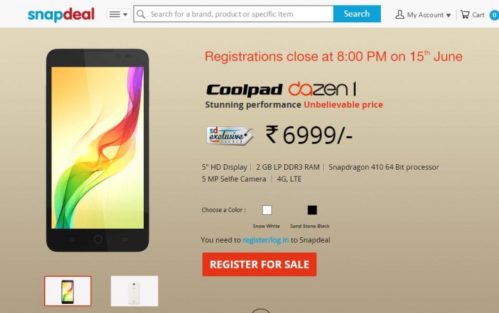 Coolpad Dazen 1 Snapdeal Flash Sale 2.0 to Give live on 16 June Coolpad Dazen 1 Snapdeal Flash Sale 2.0 to Give live on 16 June