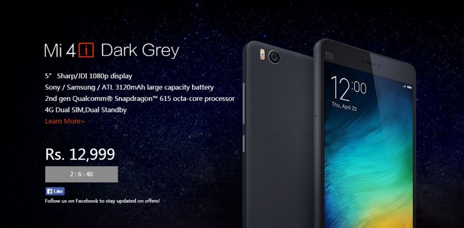 Xiaomi to Host Mi 4i Dark Grey Flash Sale on 16 June Xiaomi to Host Mi 4i Dark Grey Flash Sale on 16 June