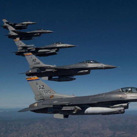 An F-16 belonging to the 162nd Wing Arizona Air National Guard has crashed in Douglas. File photo of F-16 planes belonging to 162nd Wing Arizona Air National Guard during an air show