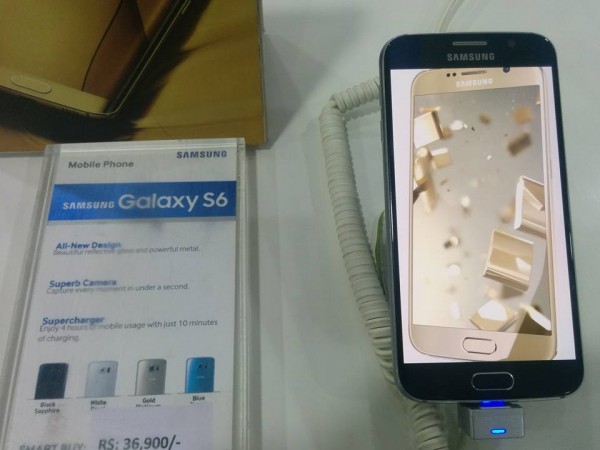 Samsung Galaxy S6 is displayed in a store in India