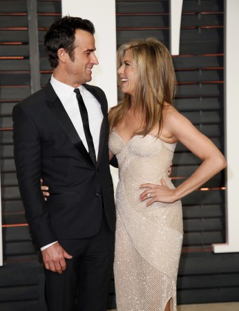 Jennifer Aniston and Justin Theroux at the 2015 Vanity Fair Oscar Party.
