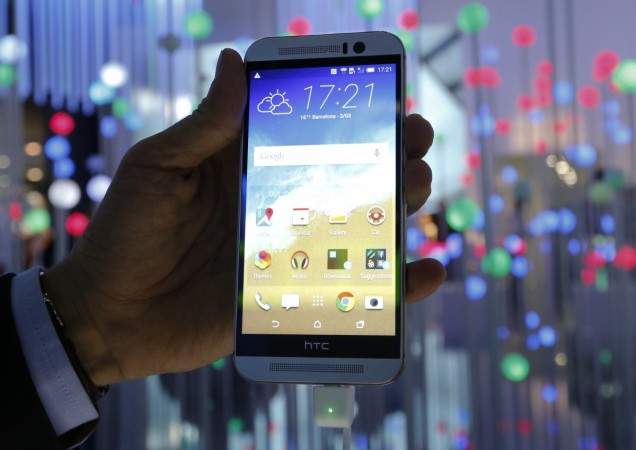 The new HTC One M9 smarphone is displayed during the Mobile World Congress