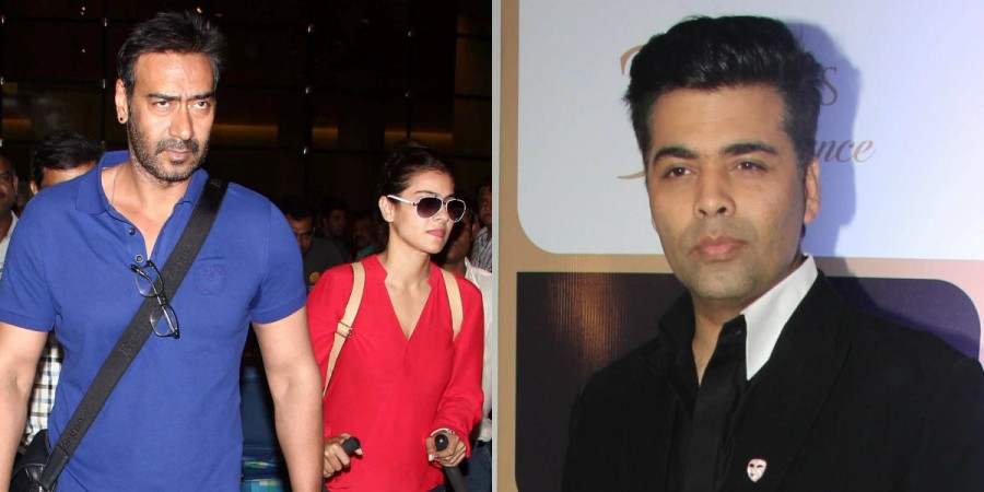 Ajay Devgn and Kajol (left), Karan Johar (right) Ajay Devgn-KRK row: This is what Karan Johar has to say about allegation made against him. Pictured: Ajay and Kajol at an airport, while Karan at an event