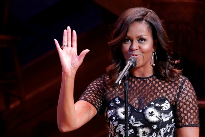 U.S. First Lady Michelle Obama hosts Broadway Shines A Light on Girls' Education at the Bernard B. Jacobs Theater in Manhattan, New York. Michella Obama